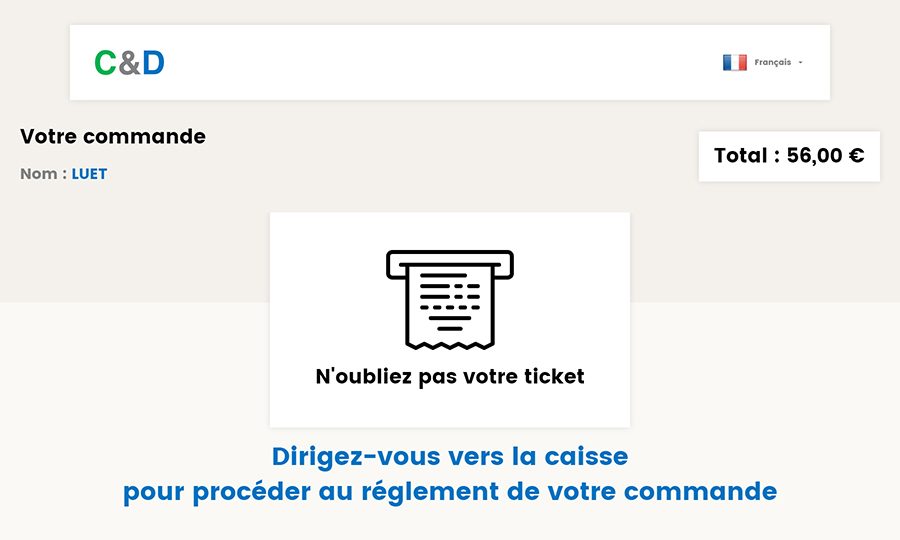 Ticket pour règlement en caisse